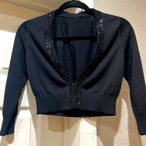 Bebe Black Sequin Short Cardigan Sz XS